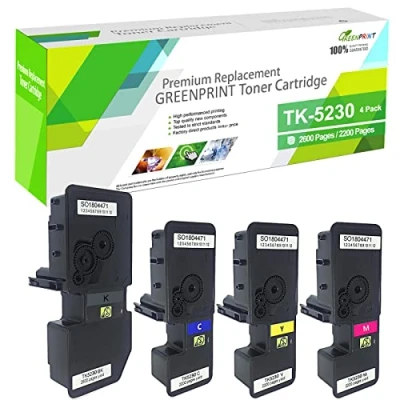 Abbildung von GREENPRINT 4 Farben TK5230 TK 5230 Kompatible Tonerkartusche 2600 Seiten für Schwarz &amp; 2200 C M Y Kyocera ECOSYS P5021cdn P5021cdw M5521cdn M5521cdw Drucker
