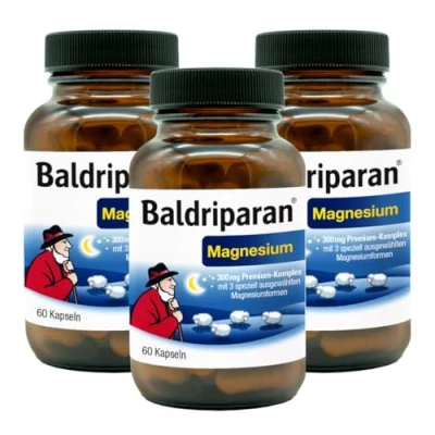 Abbildung von Baldriparan® Magnesium hochdosierter Premium Komplex mit Magnesiumbisglycinat. Vom Nr. 1 pflanzlichen Schlafexperten aus der Apotheke. Hohe Bioverfügbarkeit. Labor geprüft. (180 Stück (3er Pack))