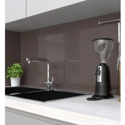 Abbildung von MyMaxxi Küchenrückwand Folie selbstklebend matt einfache Montage ohne Bohren 0,4mm stark Versteift Motiv Farbe Chocolate unifarben 60cm hoch Spritzschutz Küche Klebefolie braun 220 x