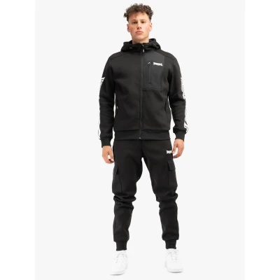 Abbildung von Lonsdale Herren Trainingsanzug mit Kapuze normale Passform BULOUGH Black/White S
