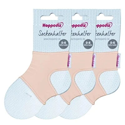 Abbildung von Hoppediz Sockenhalter für Baby Socken, 0 6 Monate, 3 er Set, rosa