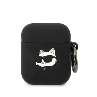 Abbildung von Karl Lagerfeld Silicone NFT Choupette Head 3D hülle AirPods 1/2 gen, schwarz