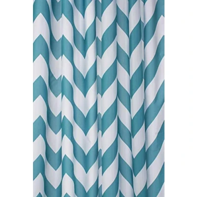 Abbildung von Croydex Aqua Chevron Textil Duschvorhang mit Hygiene &#039;N&#039; Clean, Aqua/weiß