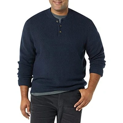 Abbildung von Amazon Essentials Herren Soft Touch Henley Pullover mit Langen Ärmeln, Marineblau, XXL