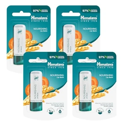Abbildung von Himalaya Lip Balm with Wheatgerm Oil &amp; Carrot Seed Repairs Dry Chapped Lips, Enhances Color, Contains Essential Nourishment of Vitamin E Gives Long Lasting Moisturization 4.5g (Pack 4)