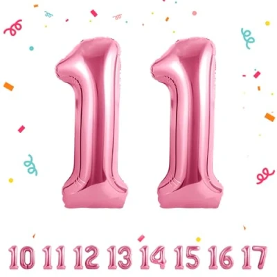Abbildung von Zahlen luftballon 11 jahre Rosa Folienballon 40&quot;11 Geburtstagsdeko Ballon Zahl Deko zum Geburtstag fliegt mit Helium 11.Geburtstag für Männer Frauen 11.Geburtstagsparty Jubiläum