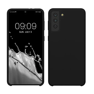 Abbildung von kwmobile Hülle kompatibel mit Samsung Galaxy S21 Plus Silikon Handy Case Handyhülle weiche Oberfläche kabelloses Laden Schwarz