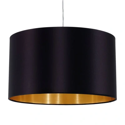 Abbildung von Eglo 31599 Pendellampe PASTERI nickel matt, Textil schwarz/gold E27 max.1X60W H:110cm Ø 38cm dimmbar