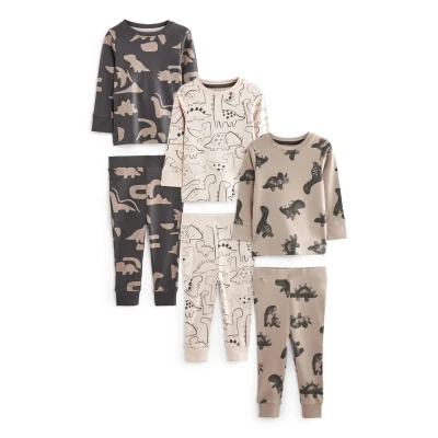 Abbildung von Next Snuggle 3 PACK Set Nachtwäsche für Kinder, Größe: 80, Neutral black dinosaur