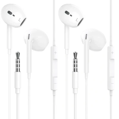 Abbildung von 2 Pack In Ear Kopfhörer mit Kabel, 3,5 mm Jack Ohrhörer Mikrofon und Lautstärkeregler, Noise Cancelling Kopfhoerer für Samsung, iPad, Xiaomi, MP3/4, Huawei, iPhone 6/5/SE, usw 3.5mm Audiogeräte