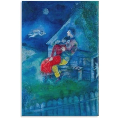 Abbildung von KEYGEM Berühmtes Marc Chagall Poster《Die Liebenden》Leinwand Wandkunst Drucke Gemälde Für Zuhause Wanddekoration Bild 50x70cm Kein Rahmen