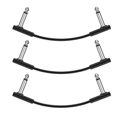 Abbildung von Donner 15cm Gitarren Effektpedal Kabel Patch Schwarz 3 Stück