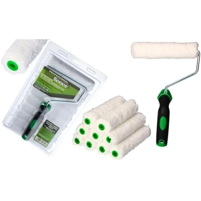 Abbildung von ToolSpace 10x Farbroller Mikrofaser 15 cm Mit auswechseln Griff, Klein Malerrolle Für Wandfarbe, Malerwalze, Farbrolle, Farbwalze Acrylfarben, Harze, Emulsionen Ergonomischer Handgriff
