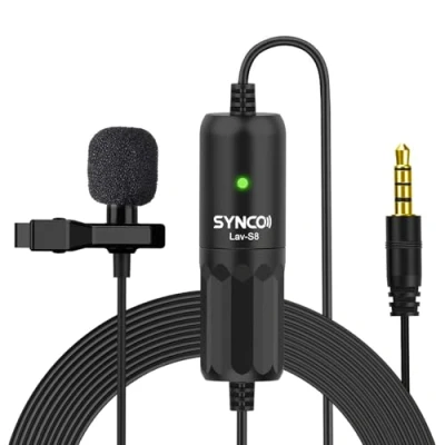 Abbildung von SYNCO S8 8 Meter Lavalier Mikrofon Krawatte Kondensator, Omnidirektional, Clip Microphone, kompatibel für DSLR, Reflexkameras, Handys, Laptop, PC