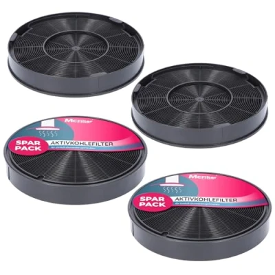 Abbildung von McFilter 4x Aktivkohlefilter Ø 200mm für Dunstabzugshaube Alternative AEG/Electrolux 9029793578 EFF62, Franke 112.0016.755, Bosch/Siemens/NEFF 00748732 00748733 DHZ5316, Miele 06532971 DKF14 1