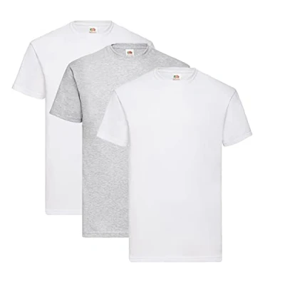 Abbildung von Fruit of the Loom Valueweight T Shirt Diverse Farbsets S M L XL XXL 3XL 4XL 5XL (3XL, 2X Weiss + 1x Grau 1HL Kauf Notizblock)