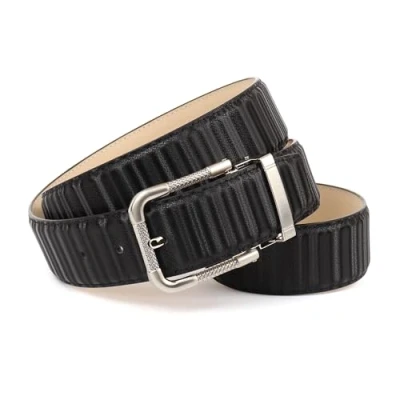 Abbildung von Anthoni Crown Unisex Ledergürtel Gürtel, Schwarz, 105