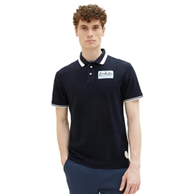 Abbildung von TOM Tailor MIT Print Poloshirt, Herren, Größe: XL, Sky captain blue