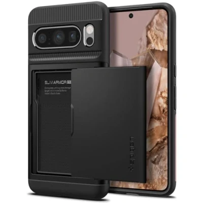 Abbildung von Google Pixel 8 Pro Hülle Kunststoff Spigen Hard Case/Backcover Handyhülle Schwarz Shockproof/Stoßfest