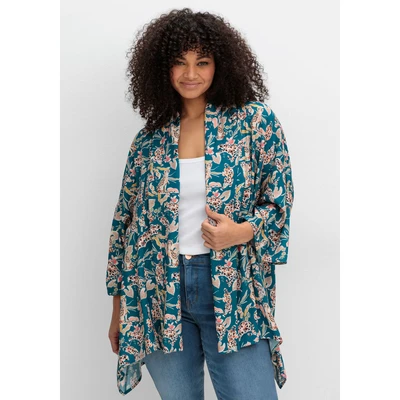 Abbildung von sheego by Joe Browns Longbluse &quot;Große Größen&quot;, im Kimono Stil, mit Blumendruck