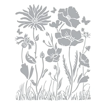 Abbildung von Stamperia Malschablone Atelier Flower, 25 cm x 20