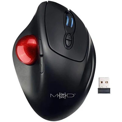 Abbildung von Mod It Funkmaus: Kabellose Funk Trackball Maus mit 7 Tasten &amp; Scrollrad, 1.600 DPI (Funk Laser Trackball, PC Maus, ergonomisch)