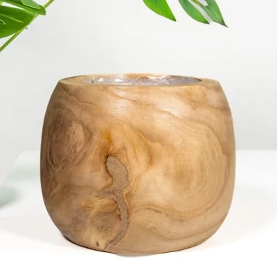 Abbildung von DARO DEKO Holz Blumentopf braun rund Topf 20 x 16cm mit Einsatz Pflanz Über