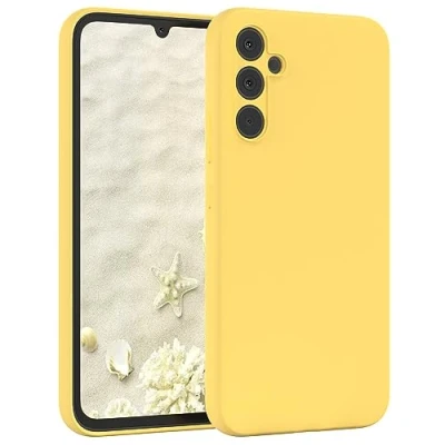 Abbildung von EAZY Case Silicon kompatibel mit Samsung Galaxy A34 Stoßfeste Abdeckung Mikrofaserfutter, Kratzfeste Rundumschutz Case, Silikon Hülle Matt [Matte Griff] Gelb