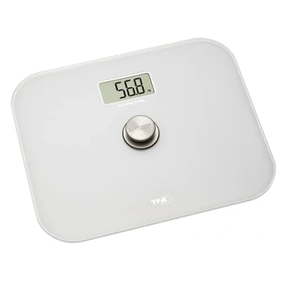 Abbildung von TFA Dostmann Eco Step digitale Personenwaage, 50.1014.02, benötigt keine Batterien, umweltfreundlich, automatische Abschaltfunktion, weiß