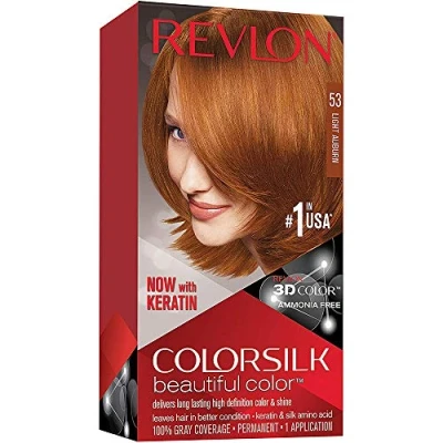 Abbildung von Revlon Permanente Haarfarbe, Permanentes Haarfärbemittel, Colorsilk mit 100 % Grauabdeckung, Ammoniakfrei, Keratin und Aminosäuren, 53 Helles Rotbraun.