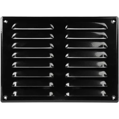 Abbildung von 26 cm x 19 Schwarz Lüftungsgitter mit Insektengitter Innen und Außenentlüftungsabdeckung Heizungs , Kühlungs Lüftungsanwendungen. (260 190 mm, Schwarz)