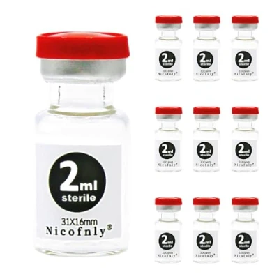 Abbildung von Nicofnly 2ml sterile Ampullen leere Phiole mit selbstheilender Injektionsanschluss und Klappdeckel, steril, 10 Packungen