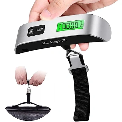 Abbildung von WINLIFE Kofferwaage Digitalwaage Gepäckwaage + Temperatursensor Hängewaage Handwaage, Tragkraft 50 kg, (1 tlg), Digital Tragbarewaage Waage Gepäck mit Überlastungsanzeige