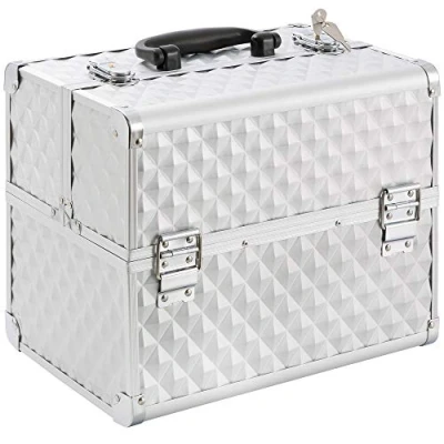 Abbildung von Arebos Kosmetikkoffer 15L, 5 Fächer, Aluminium, inkl. Schloss &amp; Schlüssel (Set)