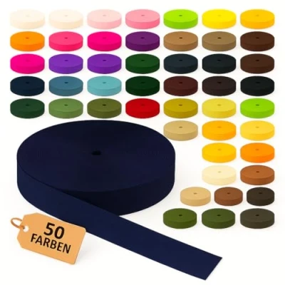 Abbildung von KBBB Gurtband Polypropylen 2m oder 5m lang 50 Farben Breiten: 10mm 15mm 20mm 25mm 30mm 40mm 50mm