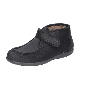Abbildung von VAROMED Maxi Herren Klettslipper, schwarz, klettverschluss, warm Hausschuh wärmeisolierend