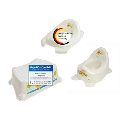 Abbildung von KiNDERWELT Töpfchen Set für Kleinkinder, Topf, WC Aufsatz, Hocker (3er mit 1 stufigem Hocker)