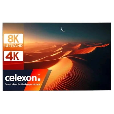 Abbildung von celexon HomeCinema BrightOnyx Fresnel ALR/CLR Ultrakurzdistanz Rahmen Leinwand 100&quot; 221,4x124,5 cm 16:9 Flache Heimkino Projektions ausschließlich NUR für Beamer!
