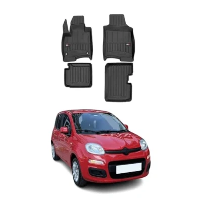 Abbildung von OMAC Gummi Fußmatten kompatibel mit FIAT Panda 2020 2024 Premium TPE Automatten Schwarz 4X