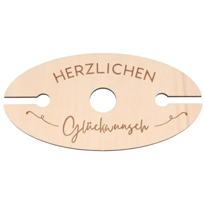 Abbildung von Spruchreif Weinglashalter aus Holz Weinständer Geschenkidee Herzlichen Glückwunsch