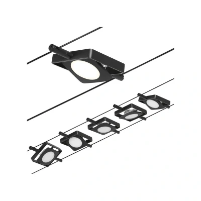 Abbildung von Paulmann 94424 CorDuo LED Seilsytem Set MacLED DC incl. 5x4,5 Watt erweiterbar Schwarz matt, Chrom Drahtseil Metall 3000 K