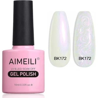 Abbildung von AIMEILI Gel Nagellack Pearl Effekt, Transparent Shimmer Glänzend Glitzer UV LED Soak Off Polish (172) 10ml