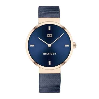 Abbildung von Tommy Hilfiger Analog Quarzuhr für Damen mit Gelbgoldfarbenes Edelstahl Mesh Gliederarmband 1782217
