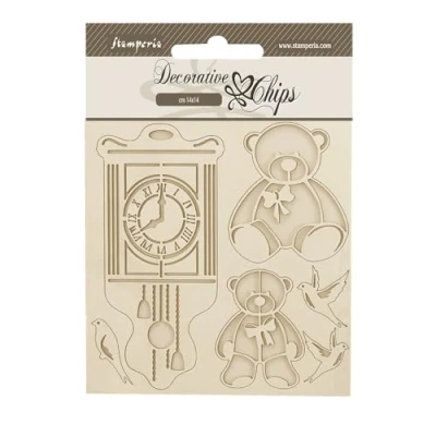 Abbildung von Stamperia Decorative Chips for Scrapbooks, Albums, Card Making, Bullet Journals and More, Teddy Bear, Laser Cut Cardboard Shapes, Easy to Glue, Perfect Crafts Gifting (Brocante Antiques)