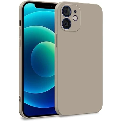 Abbildung von MyGadget Hülle kompatibel mit iPhone 12 Zweilagige Handyhülle Kameraschutz Cover Innenfutter &amp; Silikon außen Grau