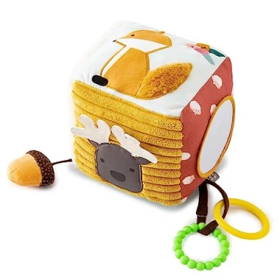 Abbildung von Little Big Friends Soft Activity Cube Developmental Toy Encourages Hand Eye Coordination and Motor Skills Forest