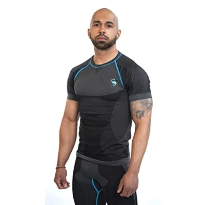 Abbildung von Stark Soul® Funktionsshirt Herren Base Layer, Seamless, Kurzarm Shirt, Funktionswäsche, Sport &amp; Skiunterwäsche mit Funktionszonen in VERSA Strickweise