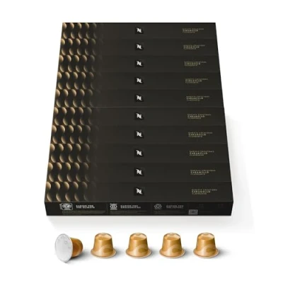 Abbildung von NESPRESSO ORIGINAL Caramello Arabica Kaffee mit Karamell Geschmack Ideal für Lungo oder Cappuccino Kompatibel Kapselmaschinen 100 Kaffeekapseln