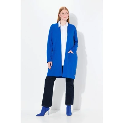 Abbildung von Ulla Popken LONG OPEN Front Strickjacke, Damen, Größe: 58/60, Blue