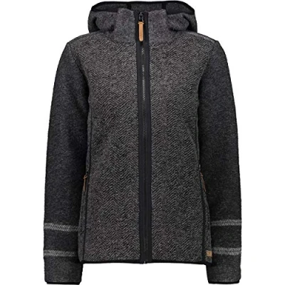 Abbildung von CMP Damenwolljacke mit fester Kapuze, Anthrazit Mel., D38